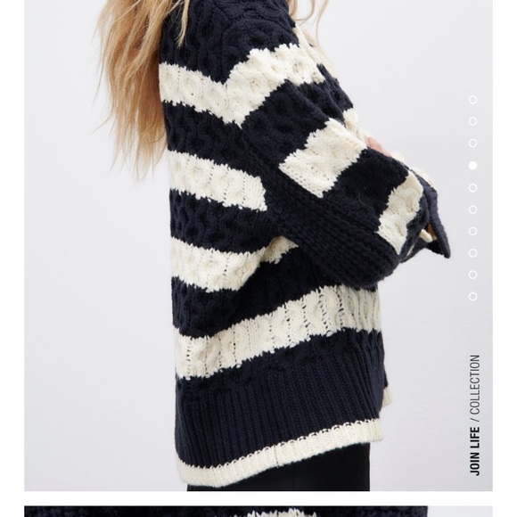 Zara Striped Cable Knit Sweater Fit loose - Picture 7 of 12